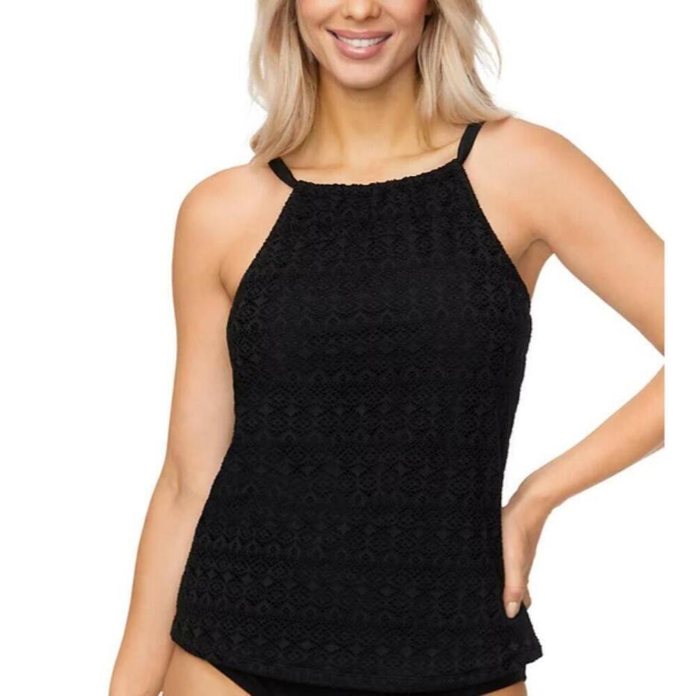 Island Escape Women's Crochet Underwire Tankini Top 14 NWT